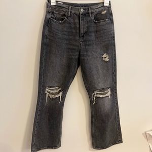 AE destroyed kick crop flair jeans